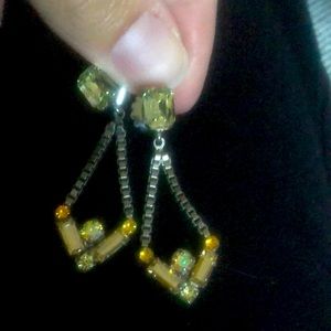 Yellow Swarovski crystal drop earrings